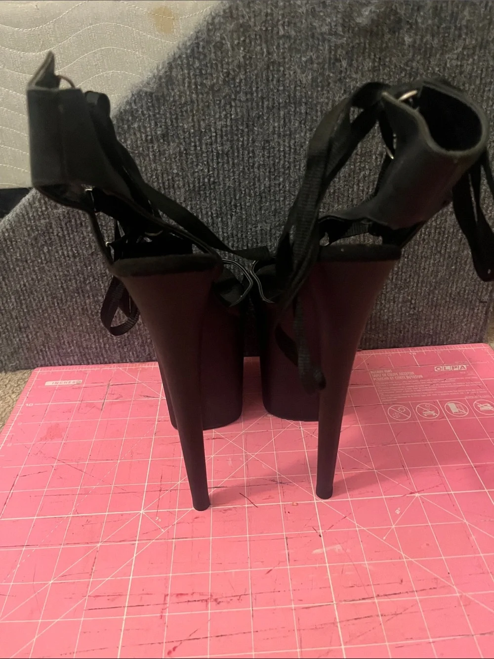Pleaser Flamingo 800-14 Black Lace-Up Platform Heels